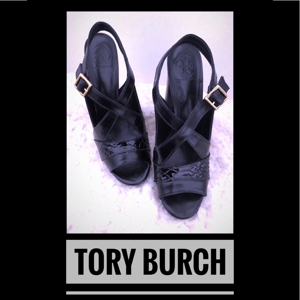 Like new - Tory Burch Strappy Black Heels / Sandals